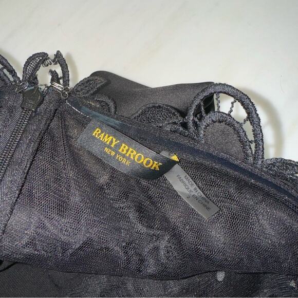 Ramy Brook Mora Floral Lace Bodice Halter Gown Black 2 - Picture 15 of 15